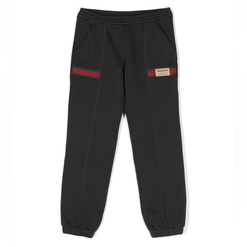 Gucci Black Sweatpants with Red and Green Web Stripe